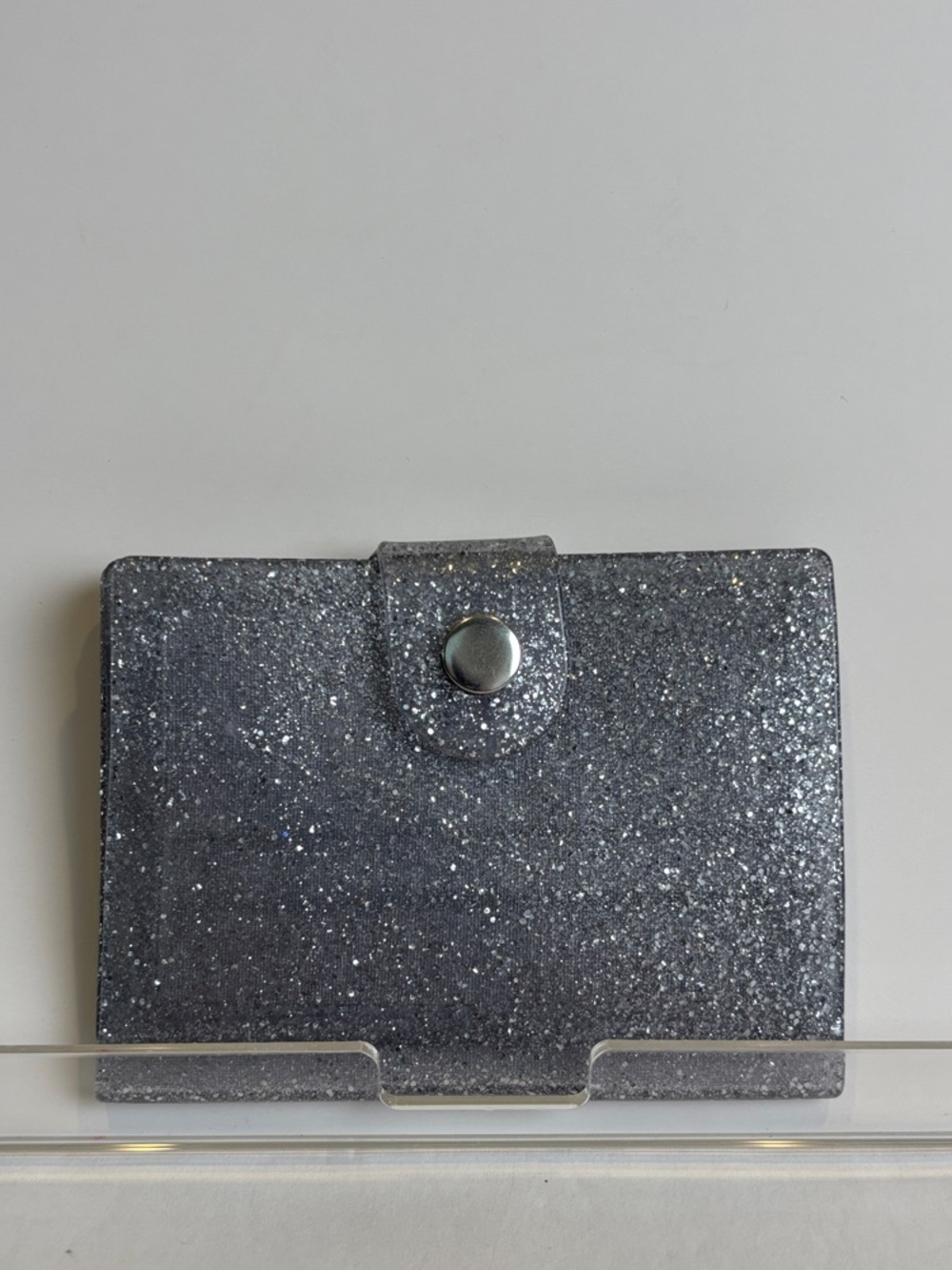 Melissa Shoes Glitter Jelly Card Holder Wallet Sparkle Gray Silver NEW w/o tags